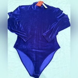 RARE VTG Escada Margaretha Ley Purple Velvet Bodysuit Sz 40 Made In Germany NWT